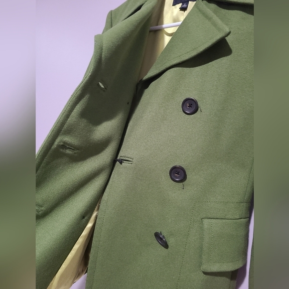 Banana Republic Wool Pea Coat Green Small - Picture 8 of 10